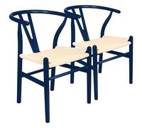 Nicholas Winter 2x Beech Wood Scandi Danish Style Dining Chairs - Solid Wood Chairs in Blue Nicholas Winter Blue