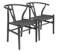 Nicholas Winter 2X Beech Wooden Danish Style Dining Chairs - Black/black - Solid Wood Wish Beech Bone Wood Chairs