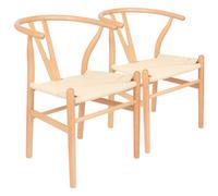 Nicholas Winter 2X Beech Wooden Danish Style Dining Chairs - Natural - Solid Wood Wish Beech Bone Wood Chairs