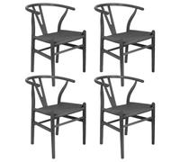 Nicholas Winter 4X Beech Wooden Danish Style Dining Chairs - Black/black - Solid Wood Wish Beech Bone Wood Chairs