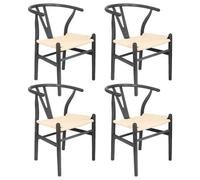 Nicholas Winter 4X Beech Wooden Danish Style Dining Chairs - Black - Solid Wood Wish Beech Bone Wood Chairs