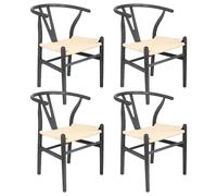 Nicholas Winter 4x Black Beech Wood Scandi Danish Style Dining Chairs - Solid Wood Chairs Nicholas Winter Black