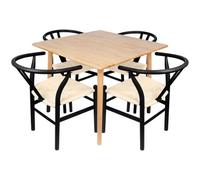 Nicholas Winter 5Pc Wooden Scandi Danish Style Dining Set - 90Cm X 90Cm - Black/natural