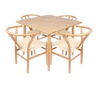 Nicholas Winter 5Pc Wooden Scandi Danish Style Dining Set - 90Cm X 90Cm - Natural/natural