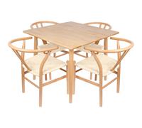 Nicholas Winter 5pc Wooden Scandi Danish Style Dining Set - 90cm x 90cm - Natural/Natural in Natural | Size: 90 cm x 90 cm Nicholas Winter Natural 90 cm x 90 cm