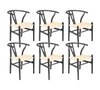 Nicholas Winter 6x Beech Wood Scandi Danish Style Dining Chairs - Solid Wood Chairs in Black Nicholas Winter Black