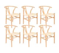 Nicholas Winter 6x Beech Wood Scandi Danish Style Dining Chairs - Solid Wood Chairs in Natural Nicholas Winter Natural