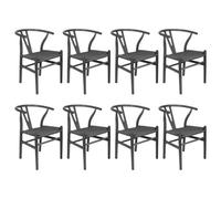 Nicholas Winter 8X Beech Wooden Danish Style Dining Chairs - Black/black - Solid Wood Wish Beech Bone Wood Chairs
