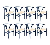 Nicholas Winter 8X Beech Wooden Danish Style Dining Chairs - Blue - Solid Wood Wish Beech Bone Wood Chairs