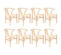 Nicholas Winter 8X Beech Wooden Danish Style Dining Chairs - Natural - Solid Wood Wish Beech Bone Wood Chairs