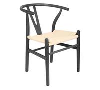 Nicholas Winter Beech Wooden Danish Style Dining Chair - Black - Solid Wood Wish Beech Bone Wood Chairs