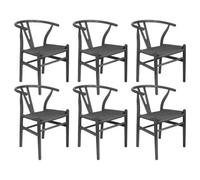Nicholas Winter Beech Wooden Danish Style Dining Chairs - Black/black - Solid Wood Wish Beech Bone Wood Chairs