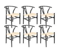 Nicholas Winter Beech Wooden Danish Style Dining Chairs - Black - Solid Wood Wish Beech Bone Wood Chairs