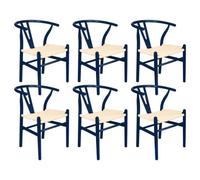 Nicholas Winter Beech Wooden Danish Style Dining Chairs - Blue - Solid Wood Wish Beech Bone Wood Chairs