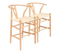 Nicholas Winter Wooden Scandi Danish Style Bar Stools - Natural/natural - Pack Of 2