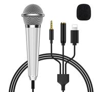 NICHOM 2-in-1 Mini Microphone for iPhone Android Phone, Portable Mini Microphone iPhone for Video Recording, Singing, Interview, TikTok with Lightning & 3.5mm Jack