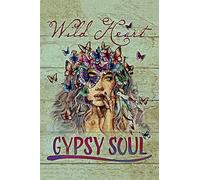 Nichpedr Vintage Tin Sign Metal Poster Plaque Wild Heart Gypsy Soul Beautiful Woman and Colorful Butterfly Metal Sign Iron Painting Retro Wall Decor Poster for Home Hotel Cafes Sign Gift 8x12 Inch