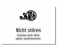Nicht stören - Arbeiten lauft. Bitte später wiederkommen - Aluminium Sign A5: 210 x 148 mm - With Graphic and Text