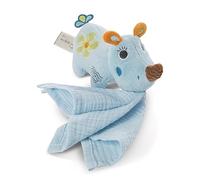 NICI 3D Cuddly Toy Rhino Manuffi 13 cm with Comforter - Baby Cuddly Toy with Muslin Cloth from 0+ Months - Soft Plush Toy/Comforter for Girls & Boys