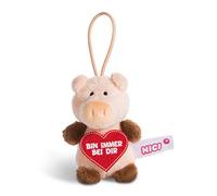 NICI 44867 Pendant Pig with Saying Bin immer bei dir 8 cm with Loop, Pink/Brown