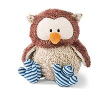 Nici 46092 Plush Cuddly Toy Owl Oscar with turnable Head 35cm, Striped, Brown/Blue