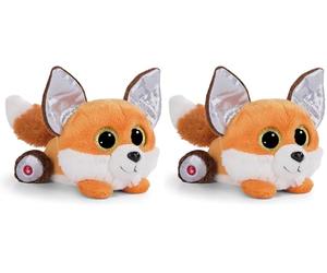 Nici 49235 Fuchs Cuddly GLUBSCHIS Fox Runizzi 15cm Orange Lying-Sustainable Made Plush, Cute Soft Toy to Cuddle and Play with, for Children & Adults, Gift idea, 15 cm (Pack of 2)