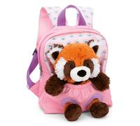 NICI children's backpack pink 2 in 1 with cuddly toy red panda 25cm - Kindergarten backpack girls & boys, Soft back area & adjustable straps - 49853