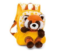 NICI children's backpack yellow 2 in 1 with cuddly toy red panda 25cm - Kindergarten backpack girls & boys, Soft back area & adjustable straps - 49854