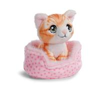 NICI cuddly toy cat, red tabby, 12 cm, in basket