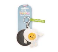 NICI Fried Egg Happy Birthday Keyring 7 cm, White, Loyal Companion for Backpack or Bag, Key Holder for Kids and Adults, 61801