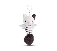 NICI Key holder guardian angel cat 12cm black and white striped - Sustainable companion cuddly animal pendant with key ring for lanyard, key ring & key holder