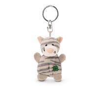 NICI Keyholder cat striped with cloverleaf 5cm - grey - A loyal companion for backpacks or bags, keychain for key rings & key holders for all ages | 62071