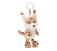 NICI Keyholder lynx Lyka 10cm beige - Sustainable companion cuddly animal pendant with metal ring to hang on keys, cord, bag, and more