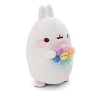 NICI Molang cuddly toy 12cm with rainbow flower - cute soft toy for cuddling and playing, Molang cuddly toy for cuddly toy lovers - 61163