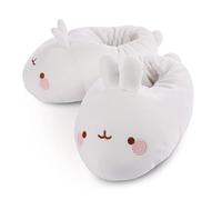 NICI Molang slippers size 34-37 (M) - Warm, cuddly toy, plush animal shoes with non-slip soles for boys, girls & adults, White