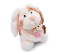 NICI Rabbit with Baby Rabbit Soft Toy, Stuffed Animal Made of Soft Plush, Cute Plush Toy for Cuddling and Playing, for Children and Adults, Great Gift Idea, 20 cm, 6 cm, Beige - 62841
