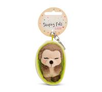 NICI Sleeping Pets Keyring, Hedgehog in Basket Keyring, 8 cm, Brown, Loyal Companion for Backpack or Bag, Key Holder for Kids and Adults, 61603