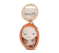 NICI Sleeping Pets Keyring, Lamb in Basket Keyring, 8 cm, White, Loyal Companion for Backpack or Bag, Key Holder for Kids and Adults, 61611