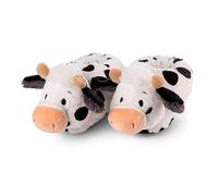 NICI Slipper cow Cowluna size (M) 34-37 white - Sustainable warm cuddly toy slippers for boys and girls - animal shoes with non-slip soles - slippers