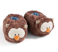 NICI Slipper owl Oscar size (L) 38-41 brown - Sustainable warm cuddly toy slippers for boys and girls - animal shoes with non-slip soles - slippers