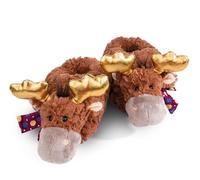 NICI Slippers moose Thure size 34-37 (M) brown - Sustainable warm cuddly toy slippers for boys and girls - animal shoes with non-slip soles - slippers