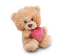 NICI soft toy bear with heart 18cm - light brown - Fluffy plush, cute to cuddle and play with, for children & adults, great gift idea - 61559