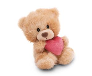 NICI soft toy bear with heart 18cm - light brown - Fluffy plush, cute to cuddle and play with, for children & adults, great gift idea - 61559