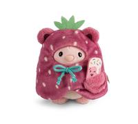 NICI soft toy bunny Pibu 8cm with soft ice cream & strawberry costume in gift box 8,5x6,5x10cm - white - Fluffy plush, cute to cuddle and play with, for children & adults - 61652