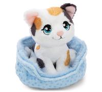 Nici Soft toy cat calico tri-coloured in basket, 12 cm - 63322