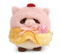 NICI soft toy cow Moona 8cm with milk-shake & soft ice cream costume in gift box 8,5x6,5x10cm - white - Fluffy plush, cute to cuddle and play with, for children & adults - 61655