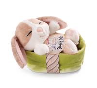 NICI Soft Toy Sleeping Pets Bunny cappuccino in green basket 12cm