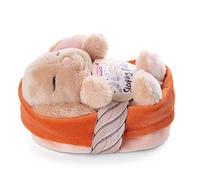 NICI Soft Toy Sleeping Pets Bunny caramel in peach basket 12cm