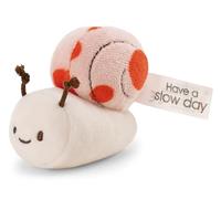 NICI Soft toy snail 12cm with message Have a slow day - coral - Fluffy plush, cute to cuddle and play with, for children & adults, great gift idea | 61640