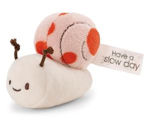 NICI Soft toy snail 12cm with message Have a slow day - coral - Fluffy plush, cute to cuddle and play with, for children & adults, great gift idea | 61640